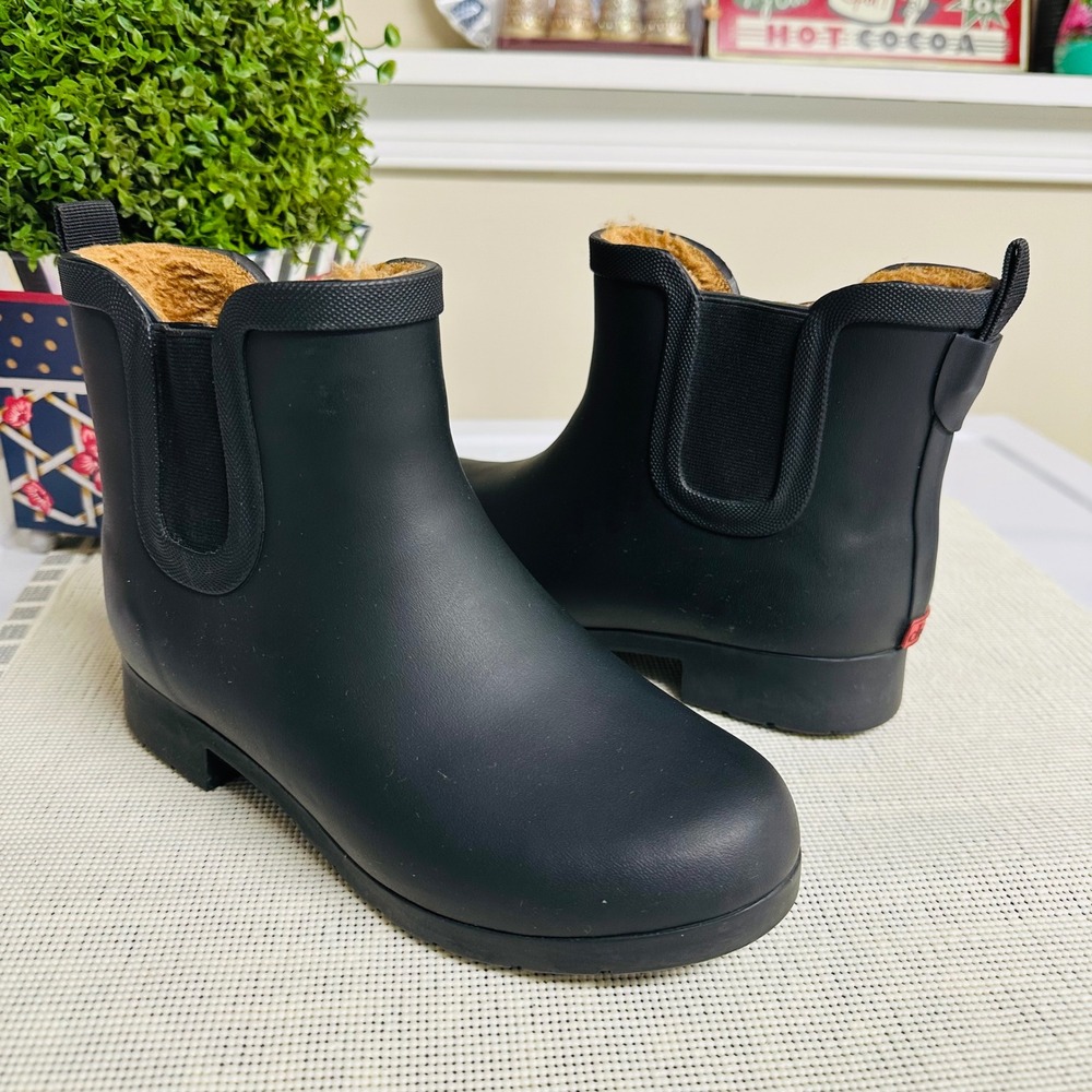 Chooka Delridge Chelsea Waterproof Rain Ankle Boots sz 7 Faux Fur lined